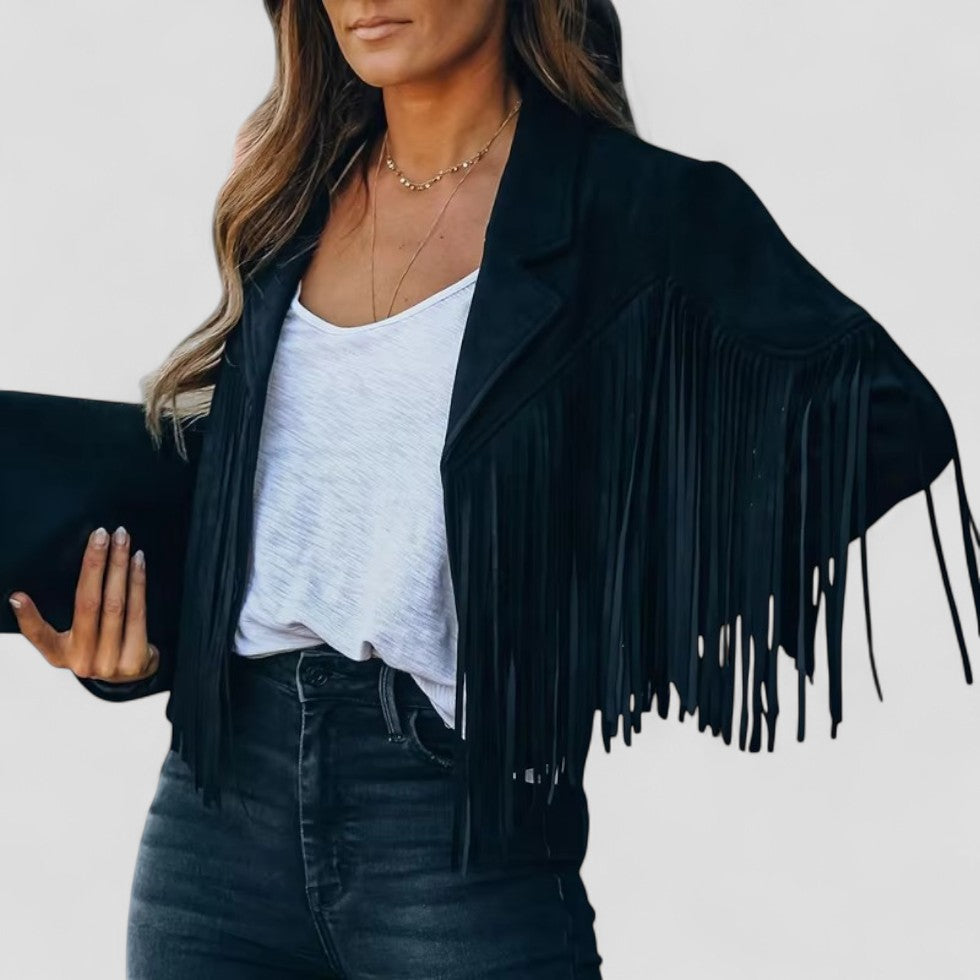 VogeLuxe | Women’s Vintage Fringe Cropped Jacket