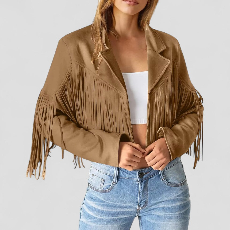 VogeLuxe | Women’s Vintage Fringe Cropped Jacket