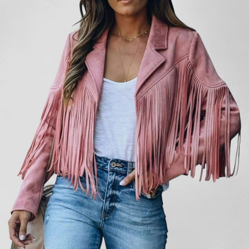 VogeLuxe | Women’s Vintage Fringe Cropped Jacket