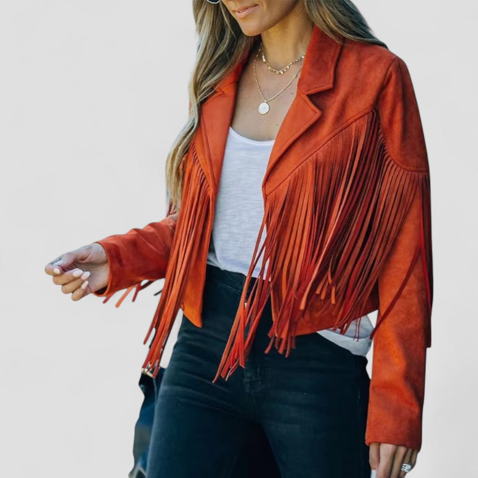 VogeLuxe | Women’s Vintage Fringe Cropped Jacket