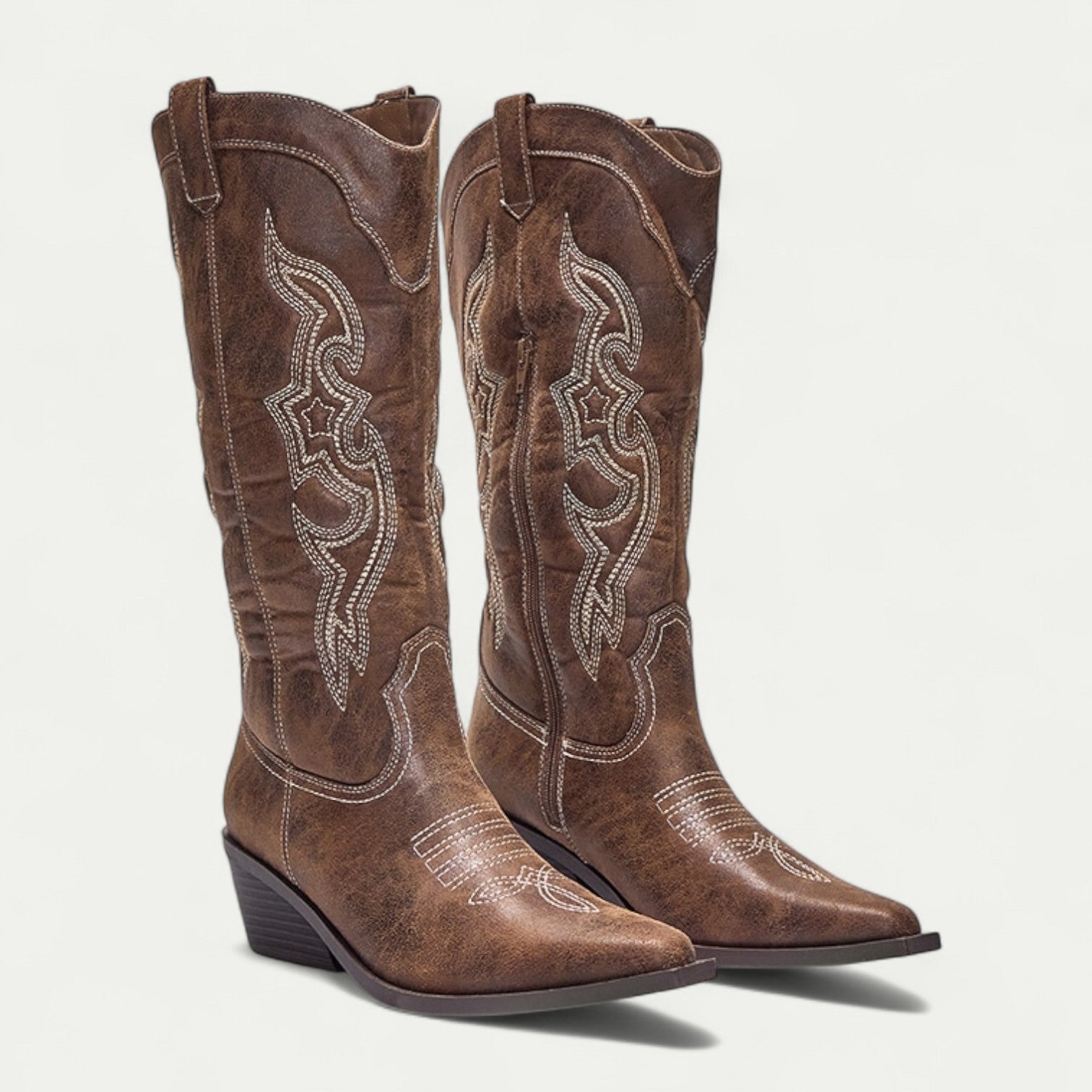 Women’s Western Knee-High Boots – Pointed Toe & Embroidered Detail 1