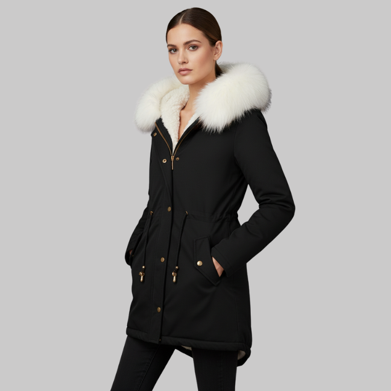 Ladies Warm Parka Coat with Hood - VogeLuxe