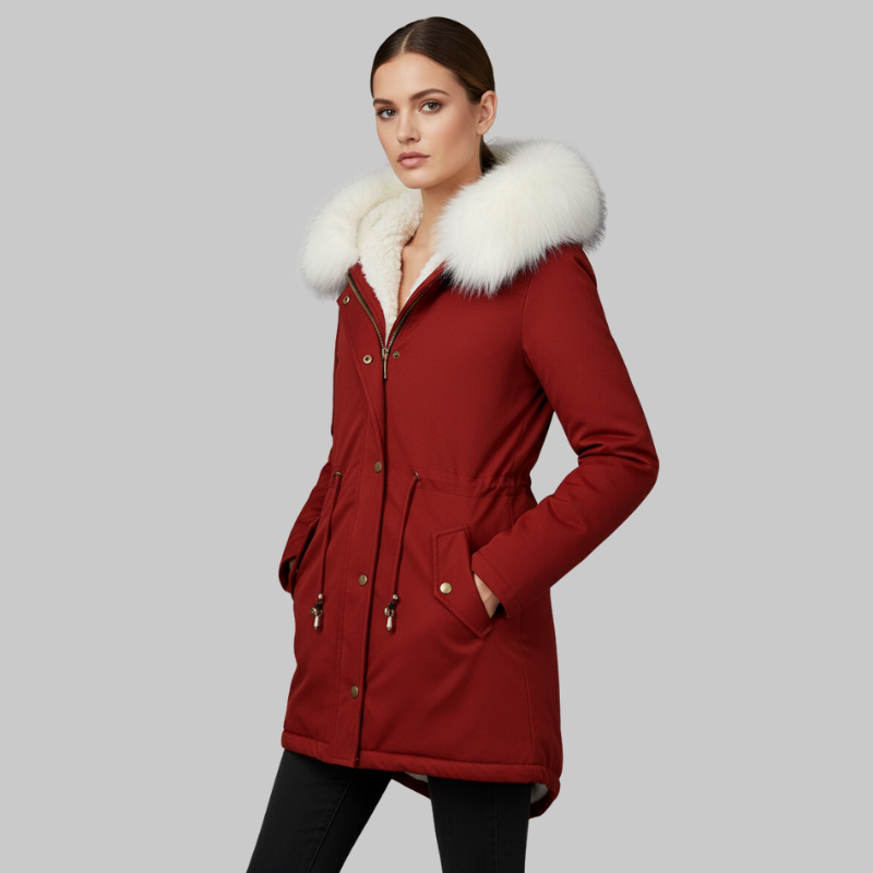 Ladies Warm Parka Coat with Hood