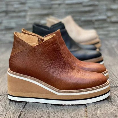 Ladies Warm Block Heel Ankle Boots - VogeLuxe