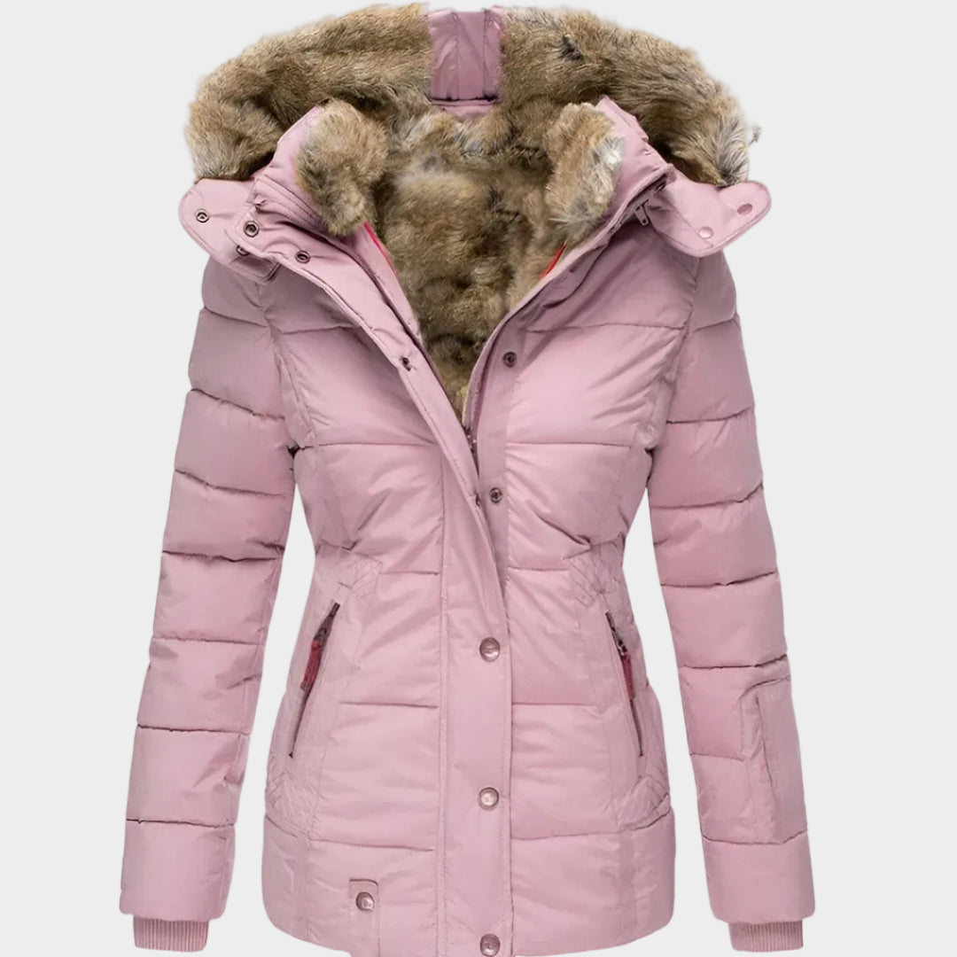 Ladies Down Filled Parka Coat Warm Fur Hooded Jacket