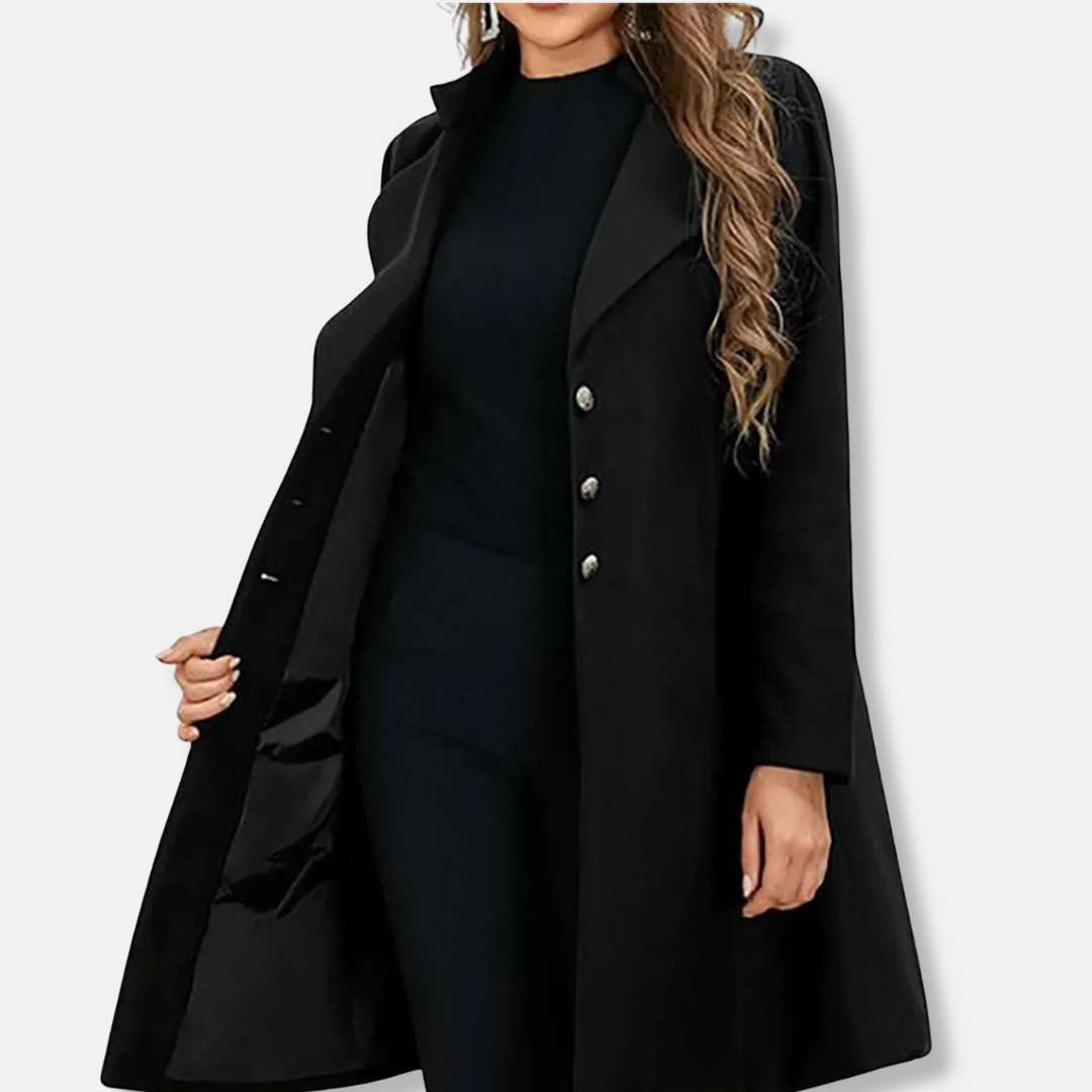 Women’s Wool Coat – Slim Fit – Mid-Length – Double-Breasted – Notched Lapel 0