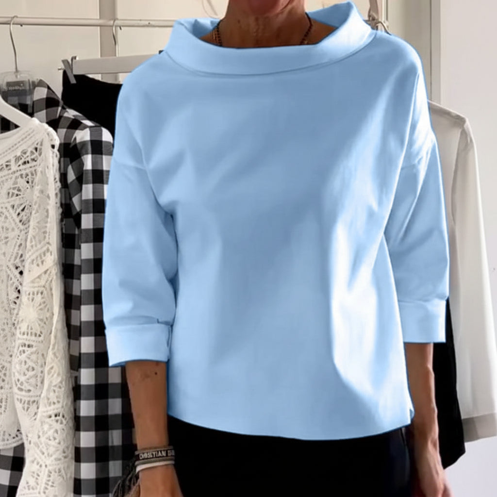 Casual Women's Loose Fit Turtleneck Solid Blouse Top