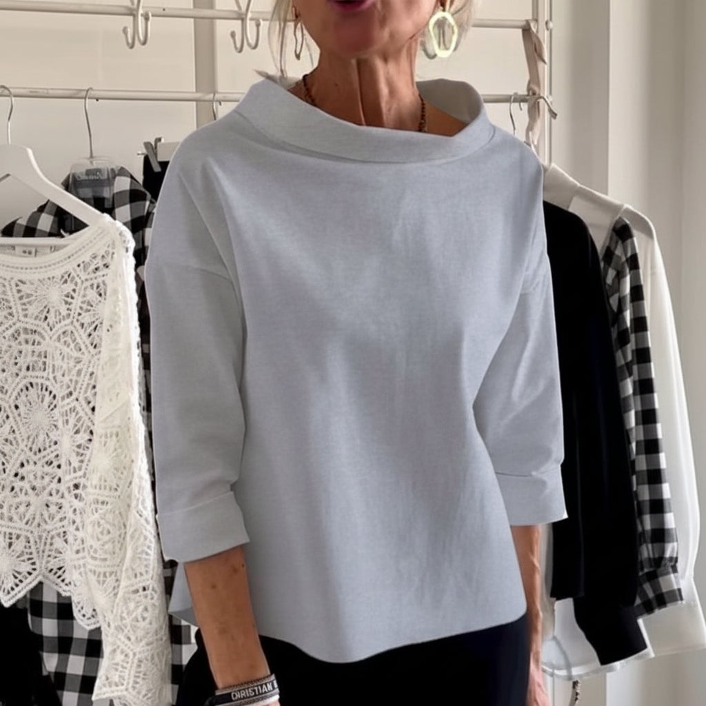 Casual Women's Loose Fit Turtleneck Solid Blouse Top