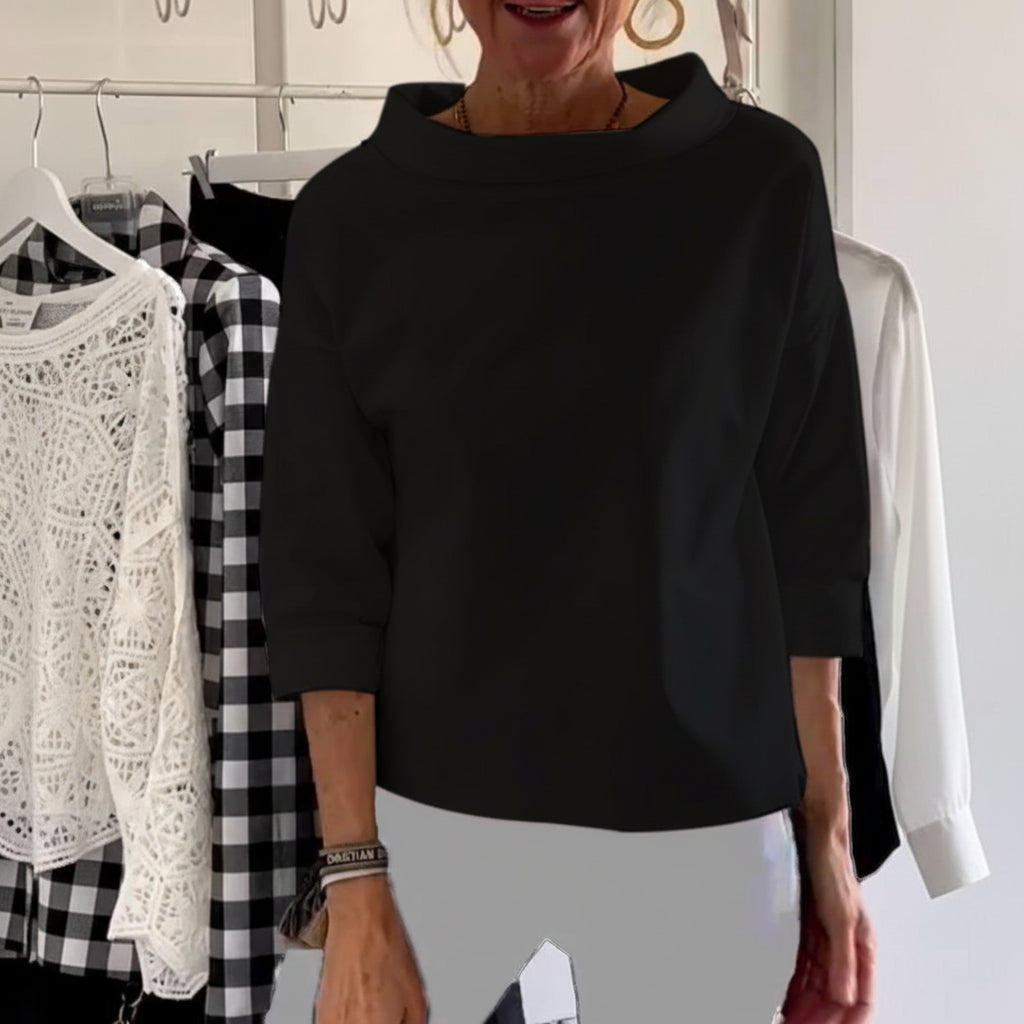 Casual Women's Loose Fit Turtleneck Solid Blouse Top