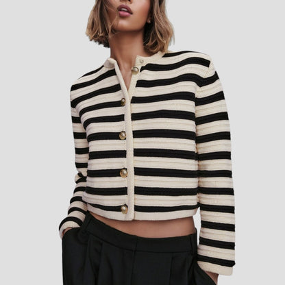 Women's striped cardigan with buttons