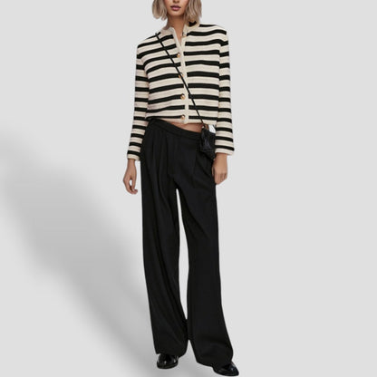 Women's striped cardigan with buttons