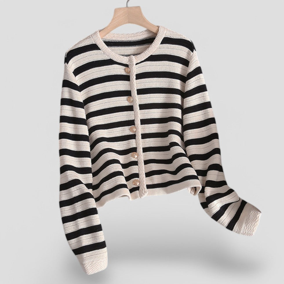 Women's striped cardigan with buttons