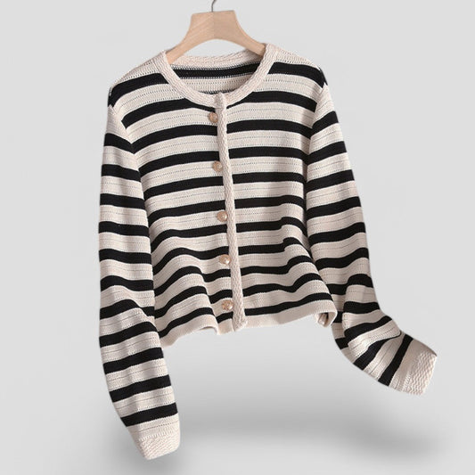 Women's striped cardigan with buttons