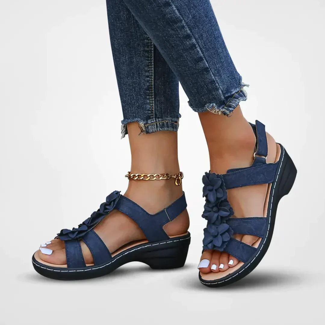 VogeLuxe | Women’s Floral Strap Open Toe Wedge Sandals