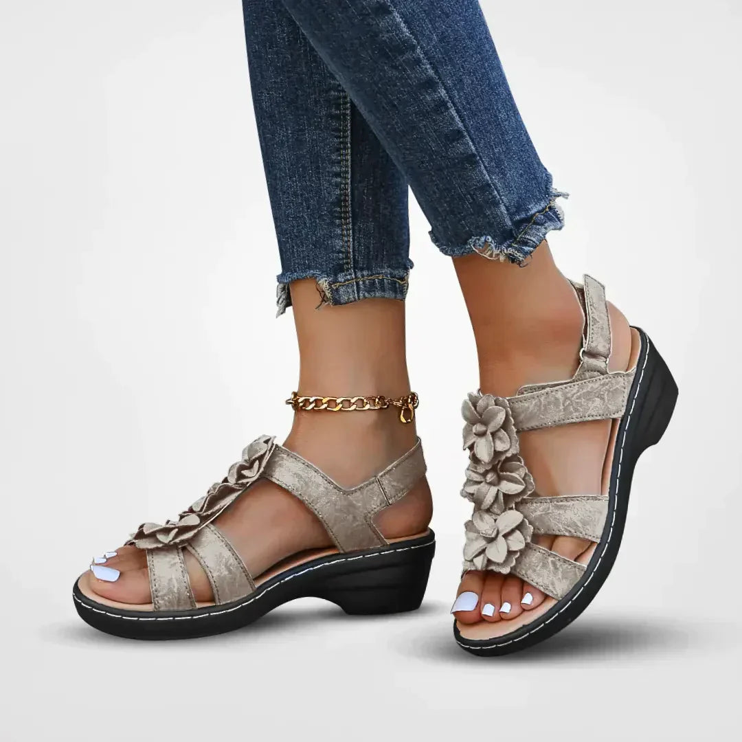 VogeLuxe | Women’s Floral Strap Open Toe Wedge Sandals