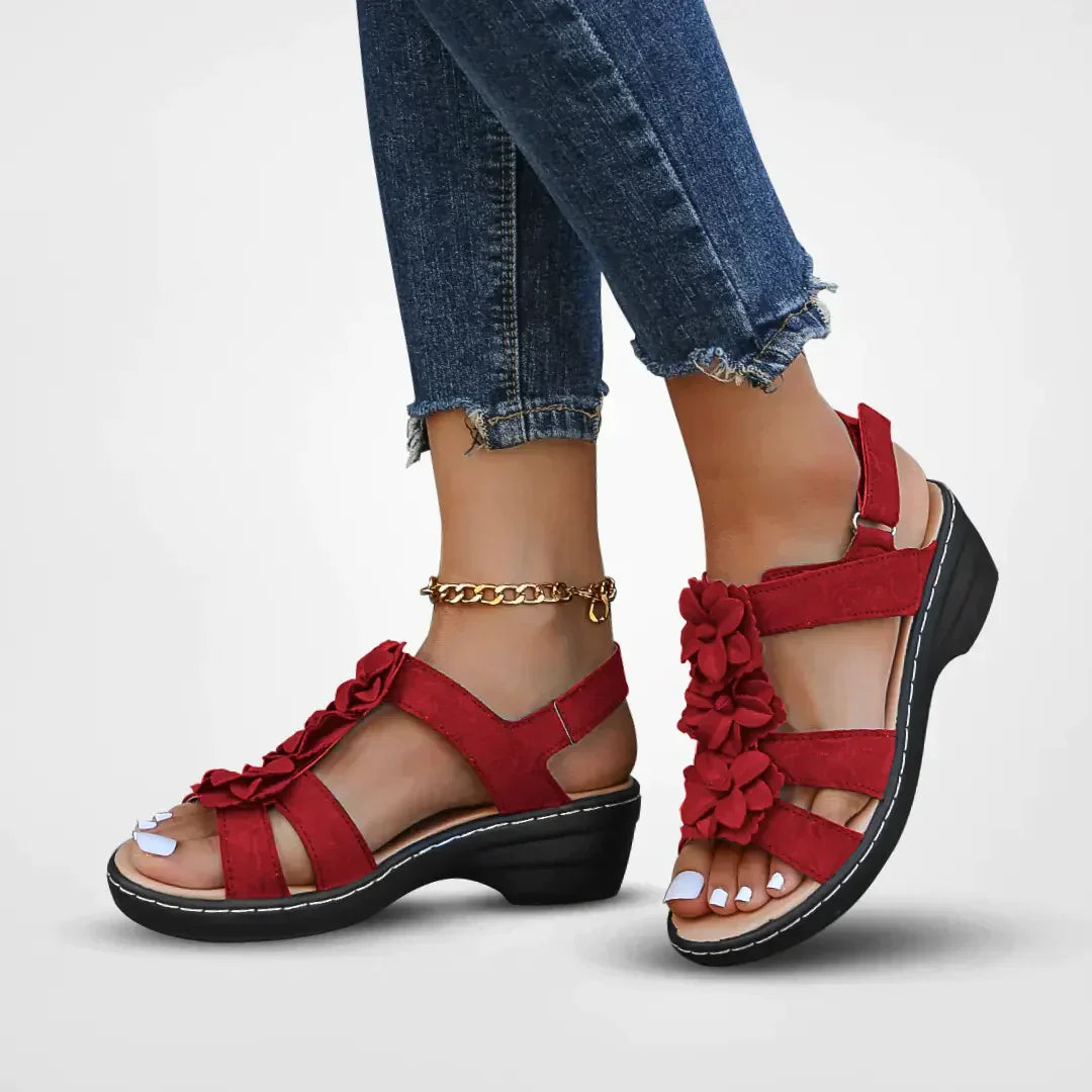VogeLuxe | Women’s Floral Strap Open Toe Wedge Sandals