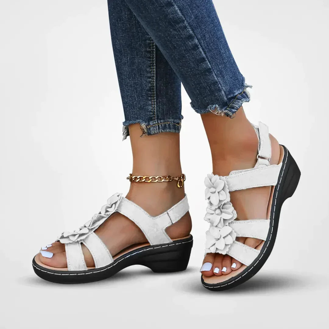 VogeLuxe | Women’s Floral Strap Open Toe Wedge Sandals