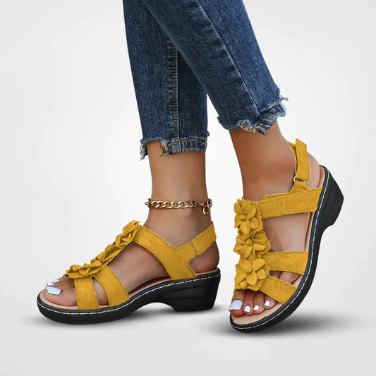 VogeLuxe | Women’s Floral Strap Open Toe Wedge Sandals