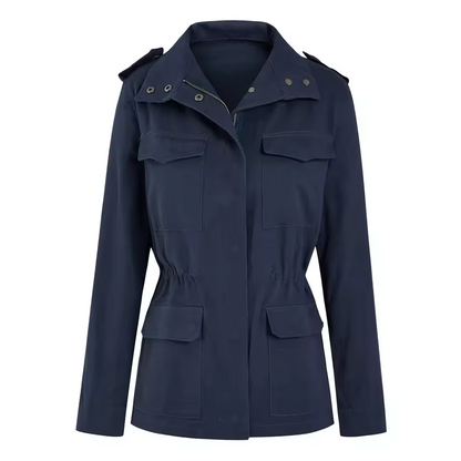 Practical Women's Cargo Jacket with Pockets and Stretch Waist