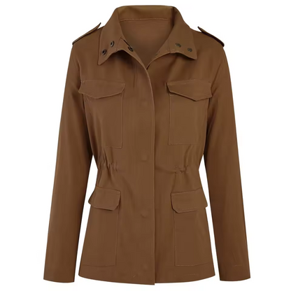 Practical Women's Cargo Jacket with Pockets and Stretch Waist