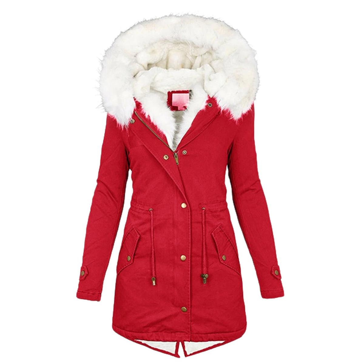 Warm Ladies Parka Coat With Hood And Buttons - VogeLuxe