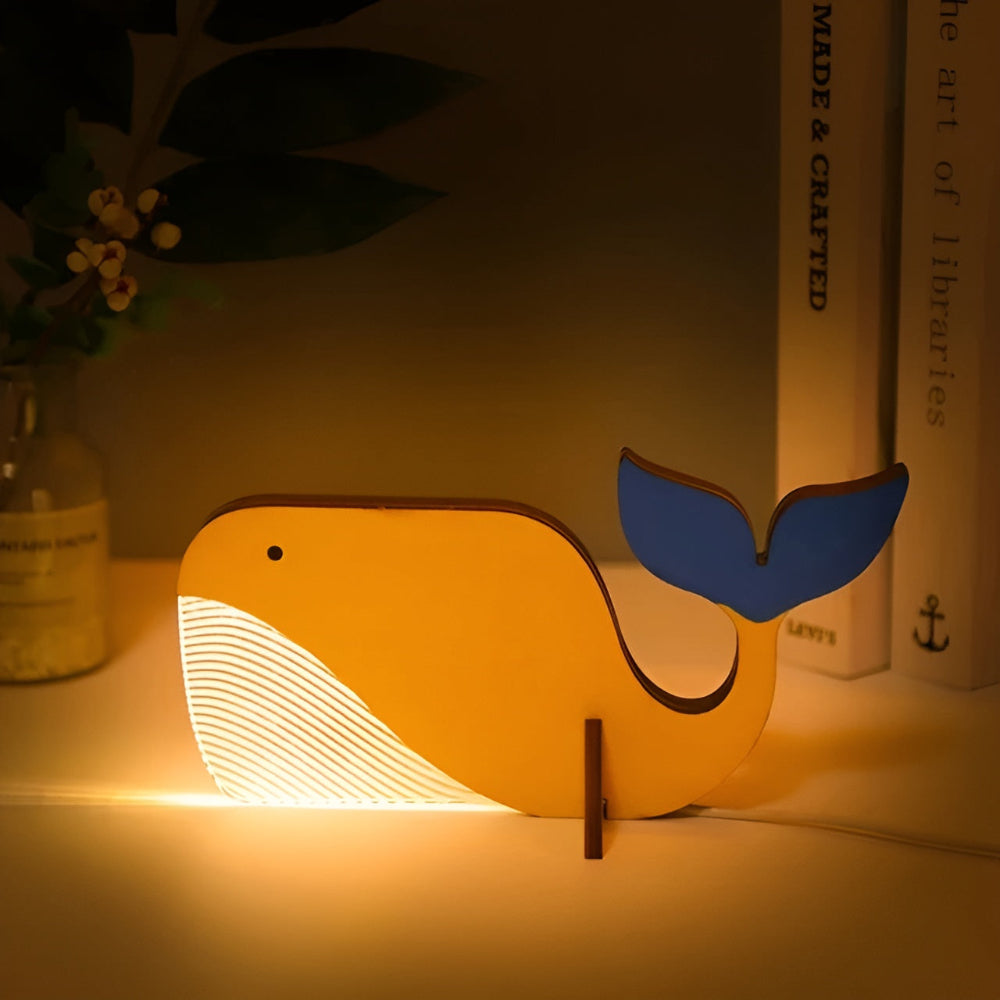 Fun Wooden Kids Lamp LED Nightlight Room Decor