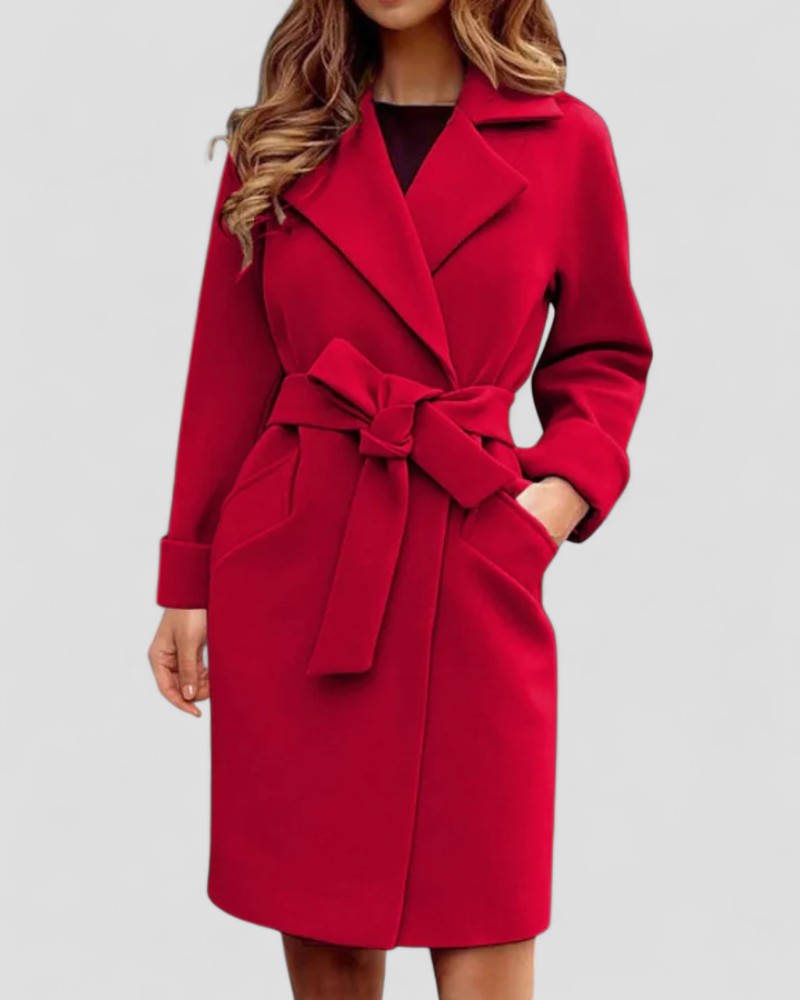 VogeLuxe | Women’s Elegant Plaid Lace-Up Winter Coat