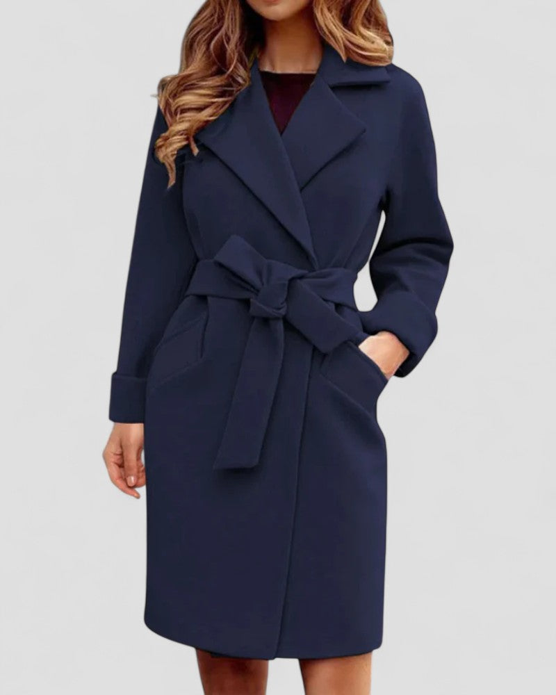 VogeLuxe | Women’s Elegant Plaid Lace-Up Winter Coat