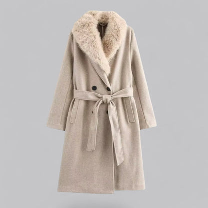Wool Trench Coat With Fur For Women