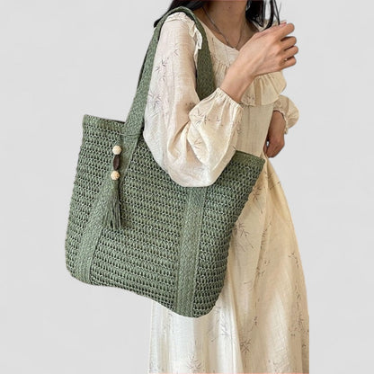 Woven Bucket Tote Large Capacity Summer Beach Shoulder Bag