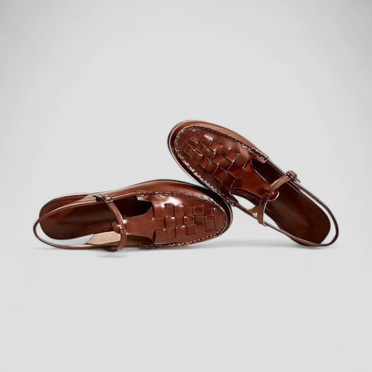 VogeLuxe | Women’s Woven Leather Slingback Sandals