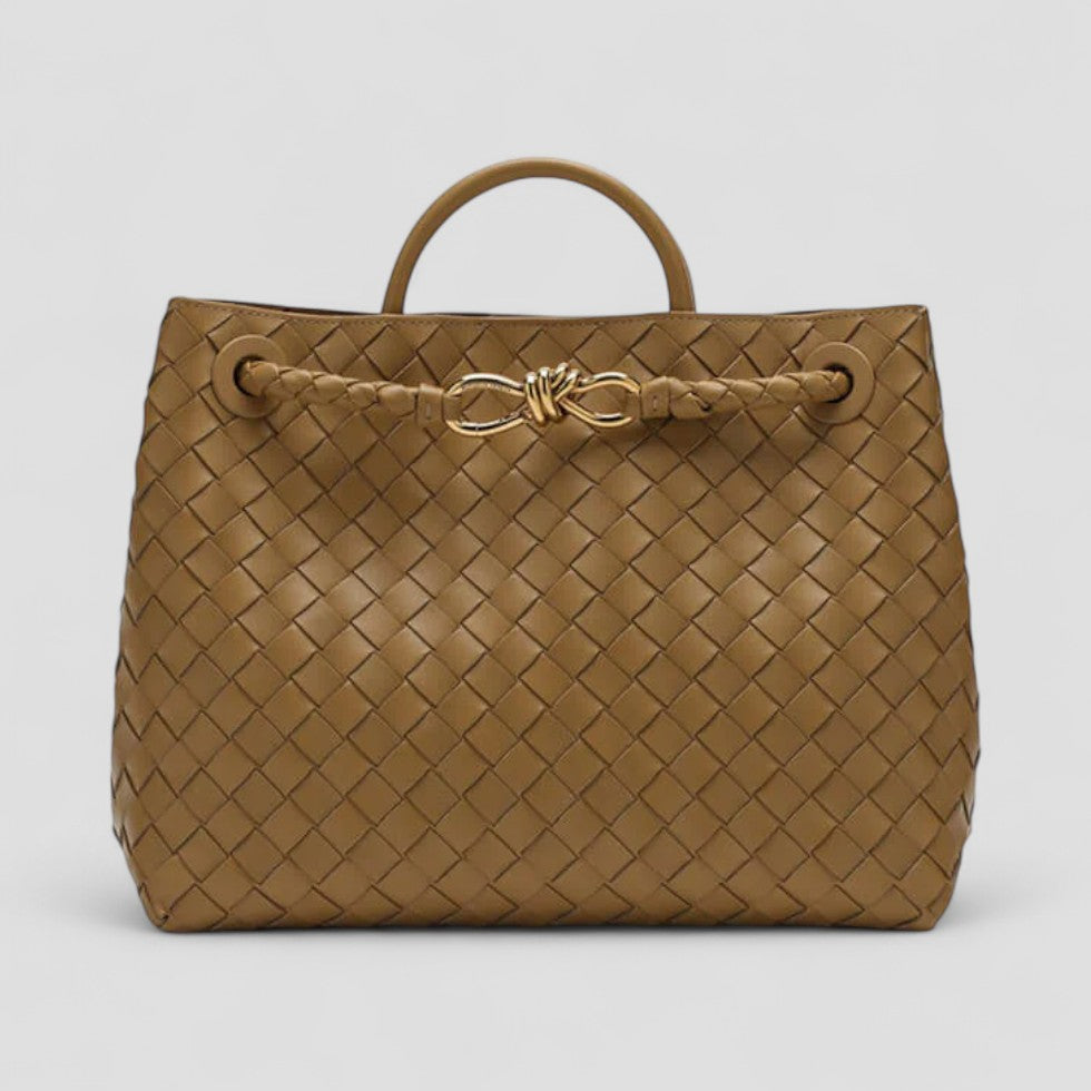 Woven Leather Tote Bag with Top Handle