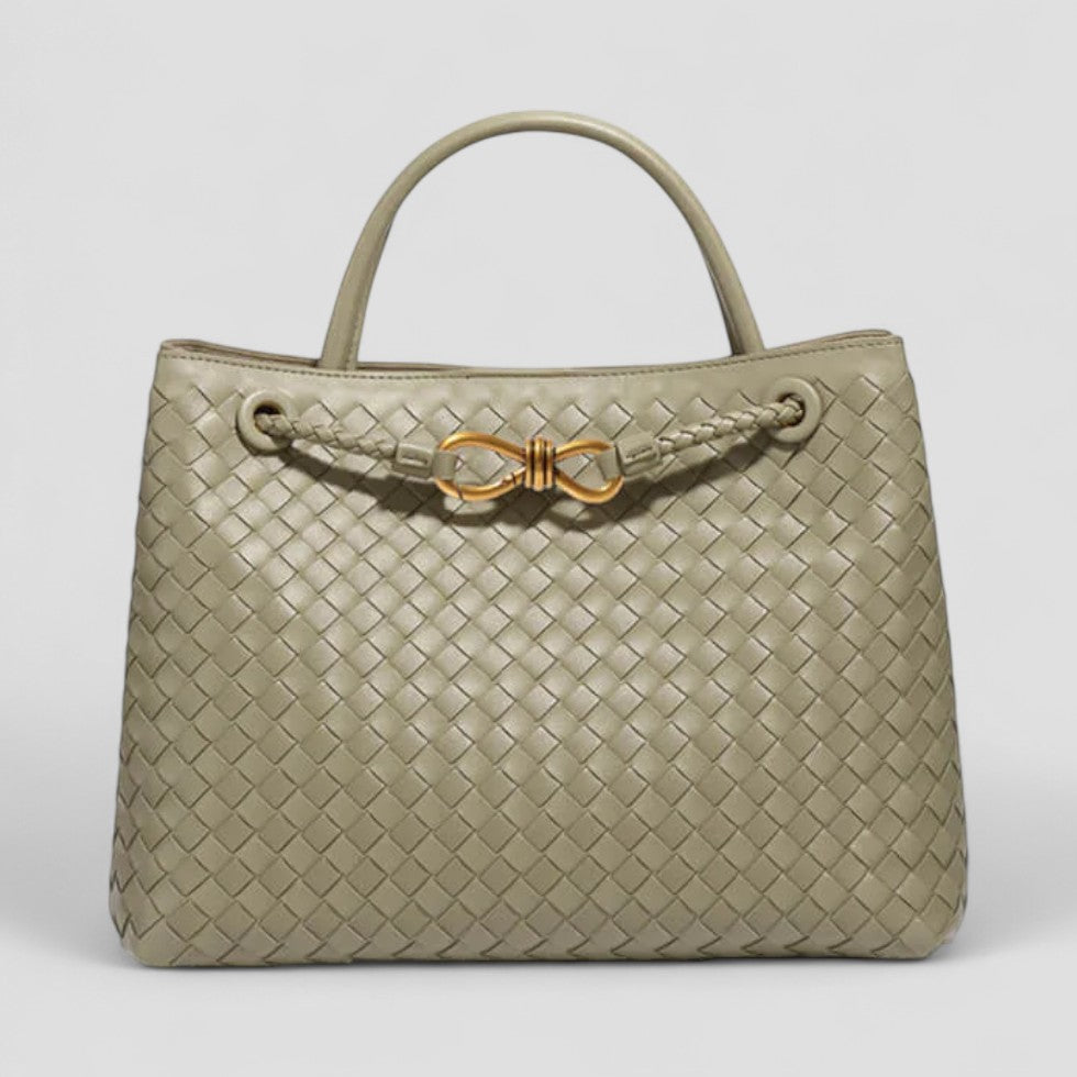 Woven Leather Tote Bag with Top Handle
