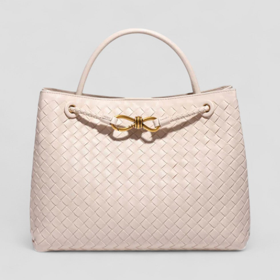 Woven Leather Tote Bag with Top Handle