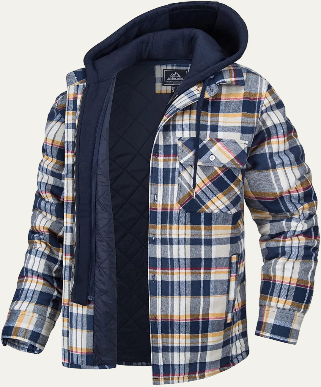 VogeLuxe | Men’s Thick Checkered Winter Hooded Jacket