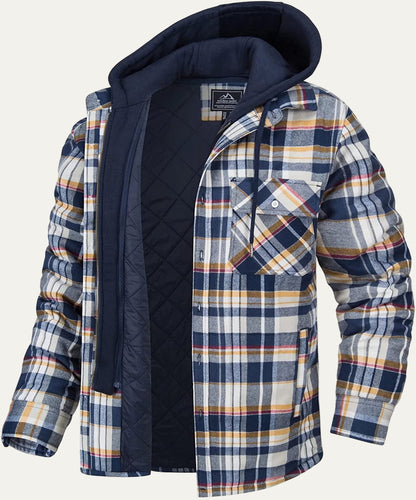 VogeLuxe | Men’s Thick Checkered Winter Hooded Jacket