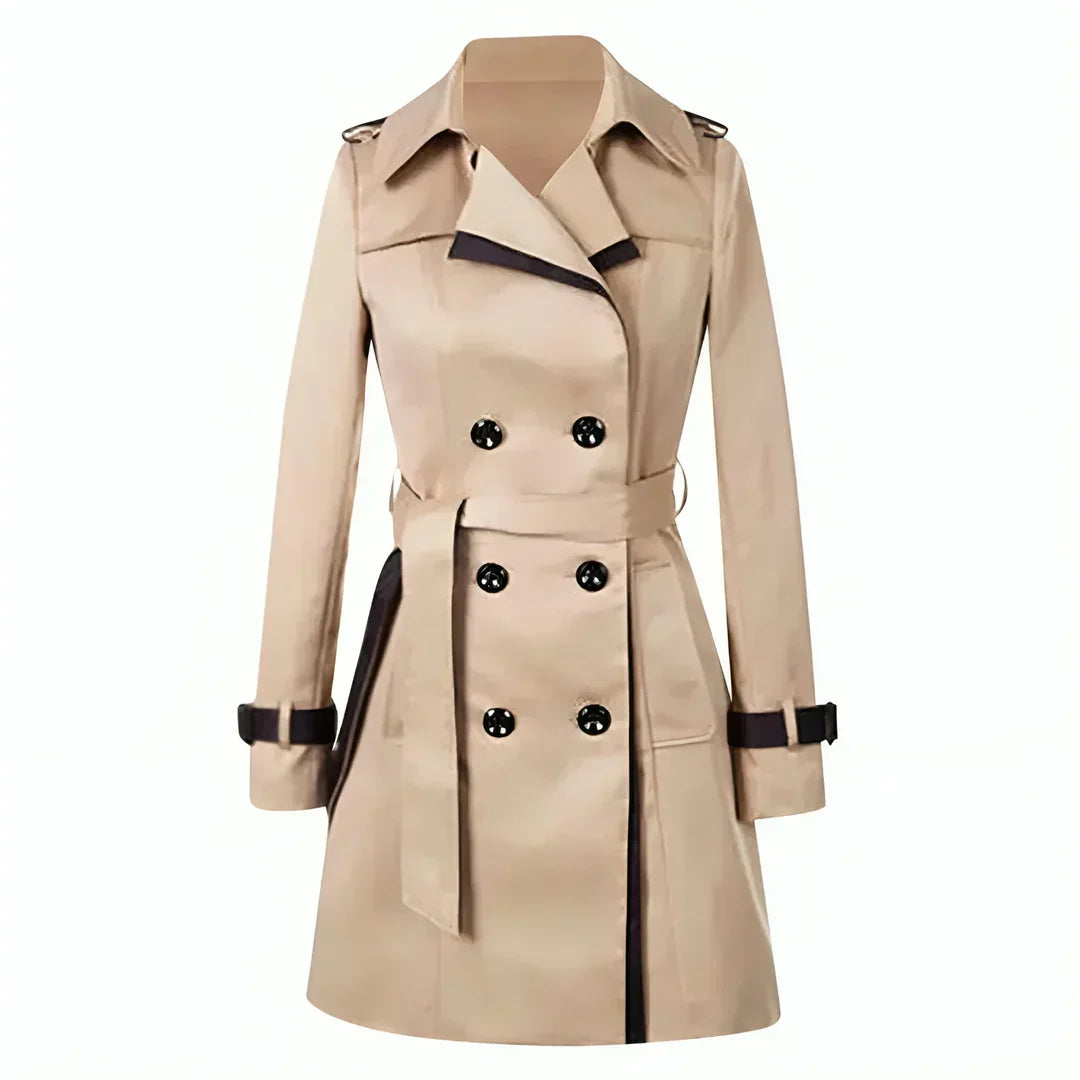Classic Belted Ladies Trench Coat with Cuff Details - VogeLuxe