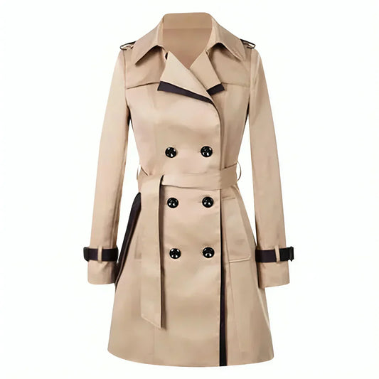 Classic Belted Ladies Trench Coat with Cuff Details - VogeLuxe