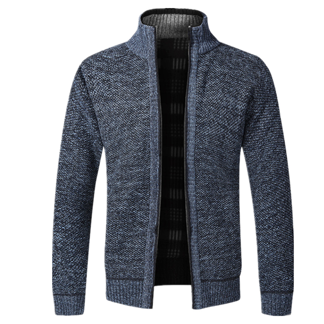 VogeLuxe | Men’s Textured Full Zip High Neck Knit Jacket