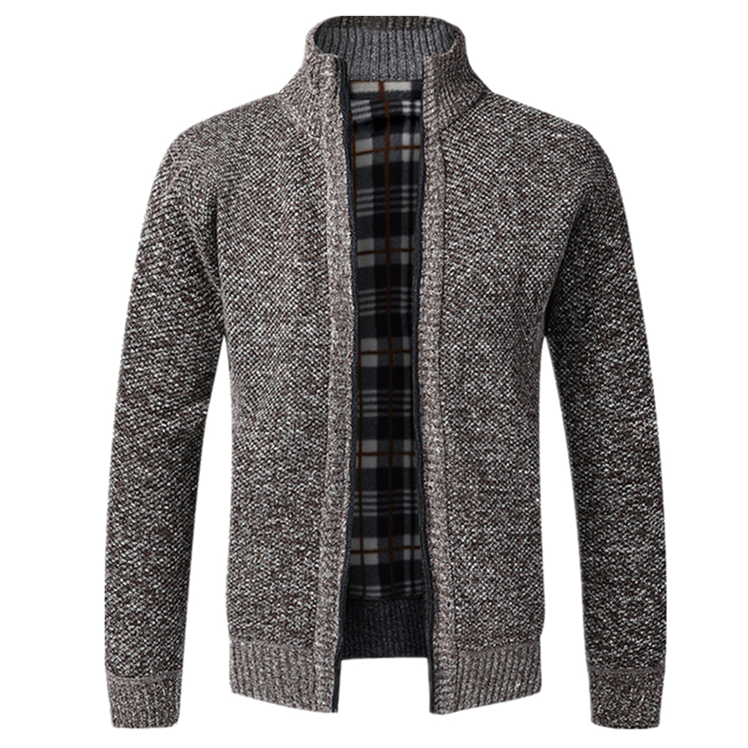 VogeLuxe | Men’s Textured Full Zip High Neck Knit Jacket