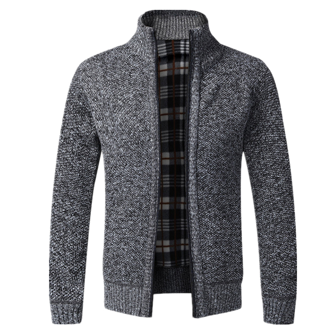 VogeLuxe | Men’s Textured Full Zip High Neck Knit Jacket