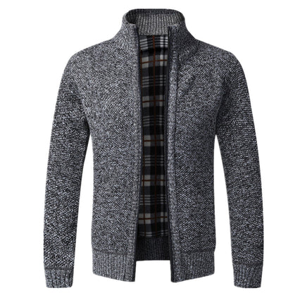 VogeLuxe | Men’s Textured Full Zip High Neck Knit Jacket