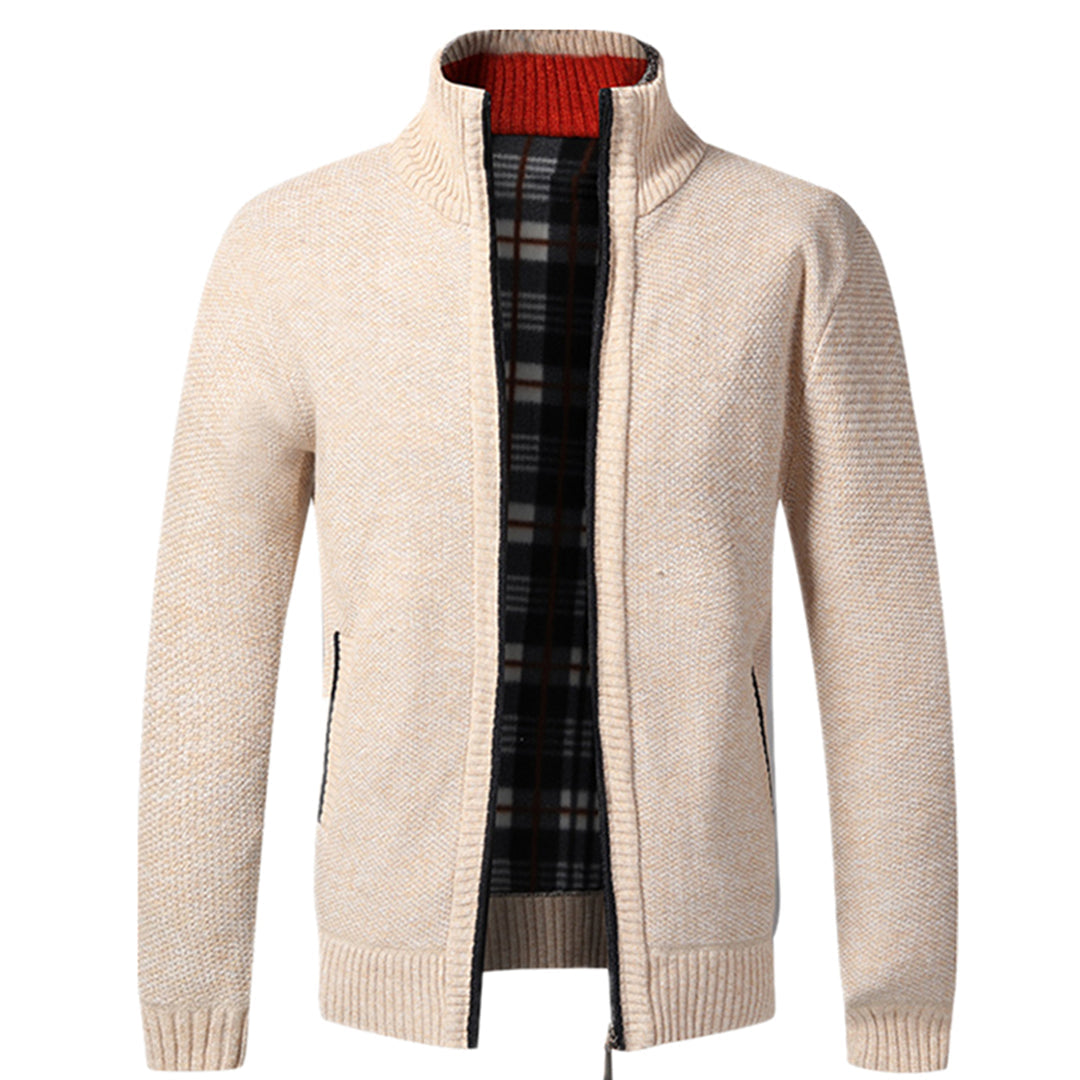 VogeLuxe | Men’s Textured Full Zip High Neck Knit Jacket