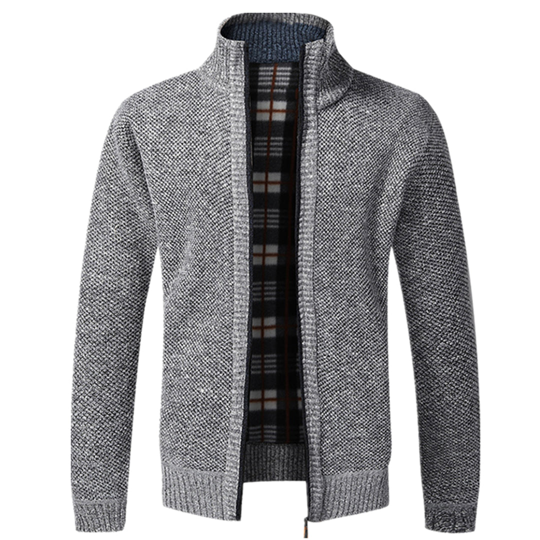 VogeLuxe | Men’s Textured Full Zip High Neck Knit Jacket