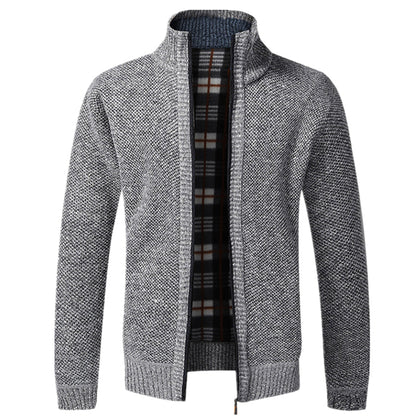 VogeLuxe | Men’s Textured Full Zip High Neck Knit Jacket