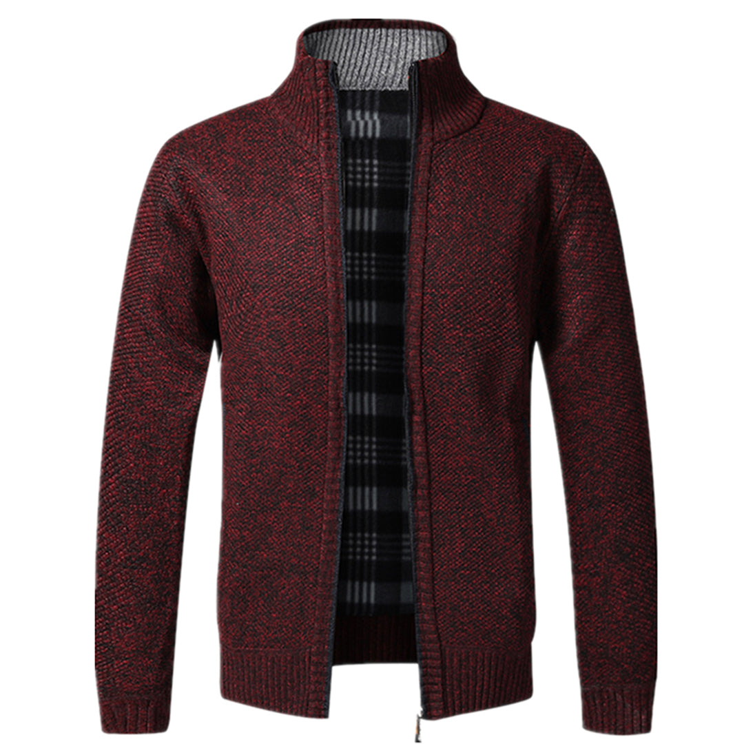 VogeLuxe | Men’s Textured Full Zip High Neck Knit Jacket