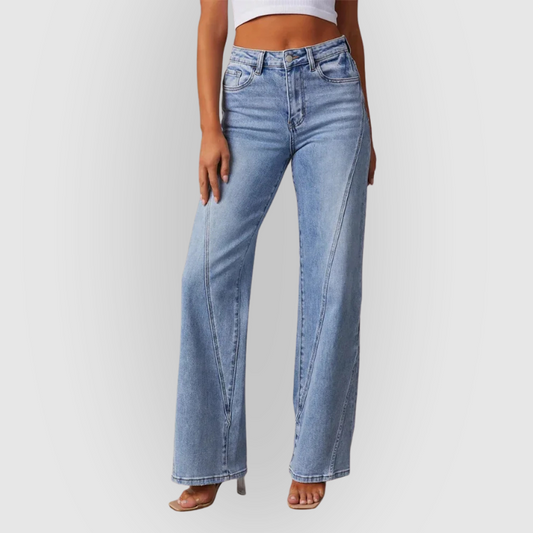 Classic High Waist Relaxed Fit Light Blue Jeans - VogeLuxe