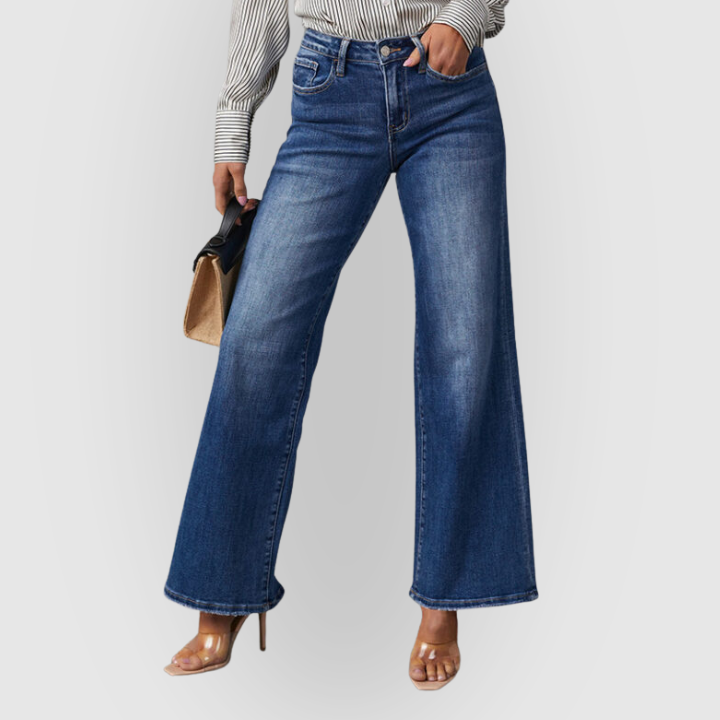 Classic High Waist Mom Dark Blue Jeans - VogeLuxe