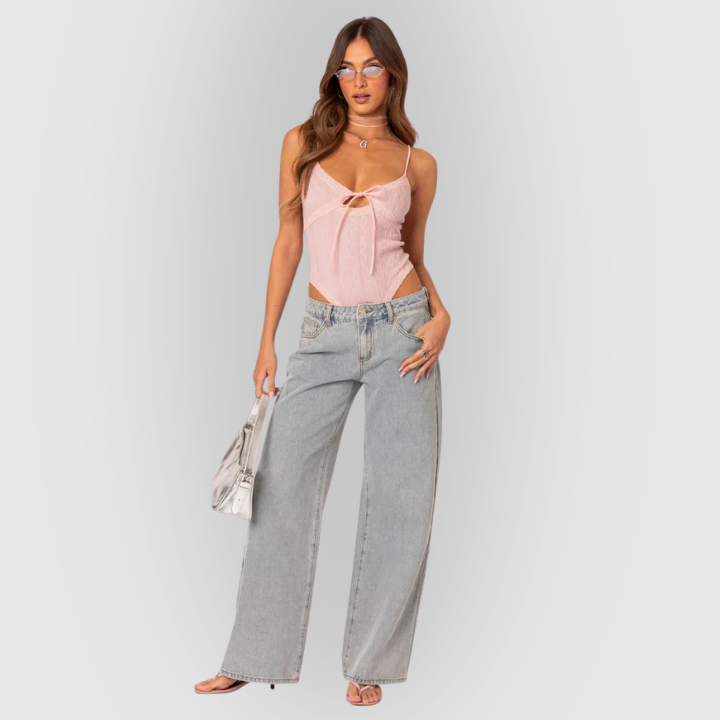 Classic High Waist Relaxed Fit Grey Jeans - VogeLuxe