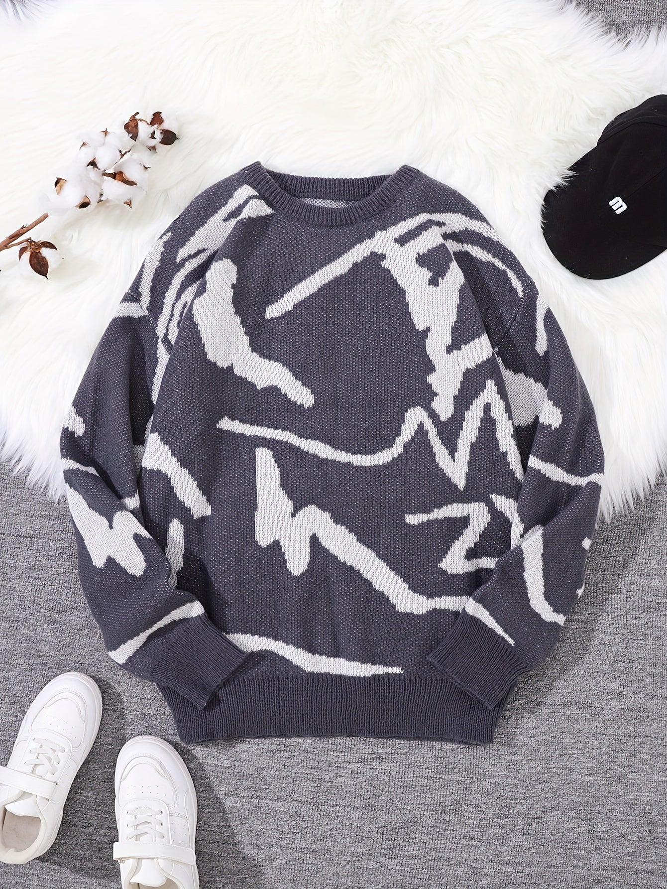Cozy Winter Knit Sweatshirt with Graphic Design